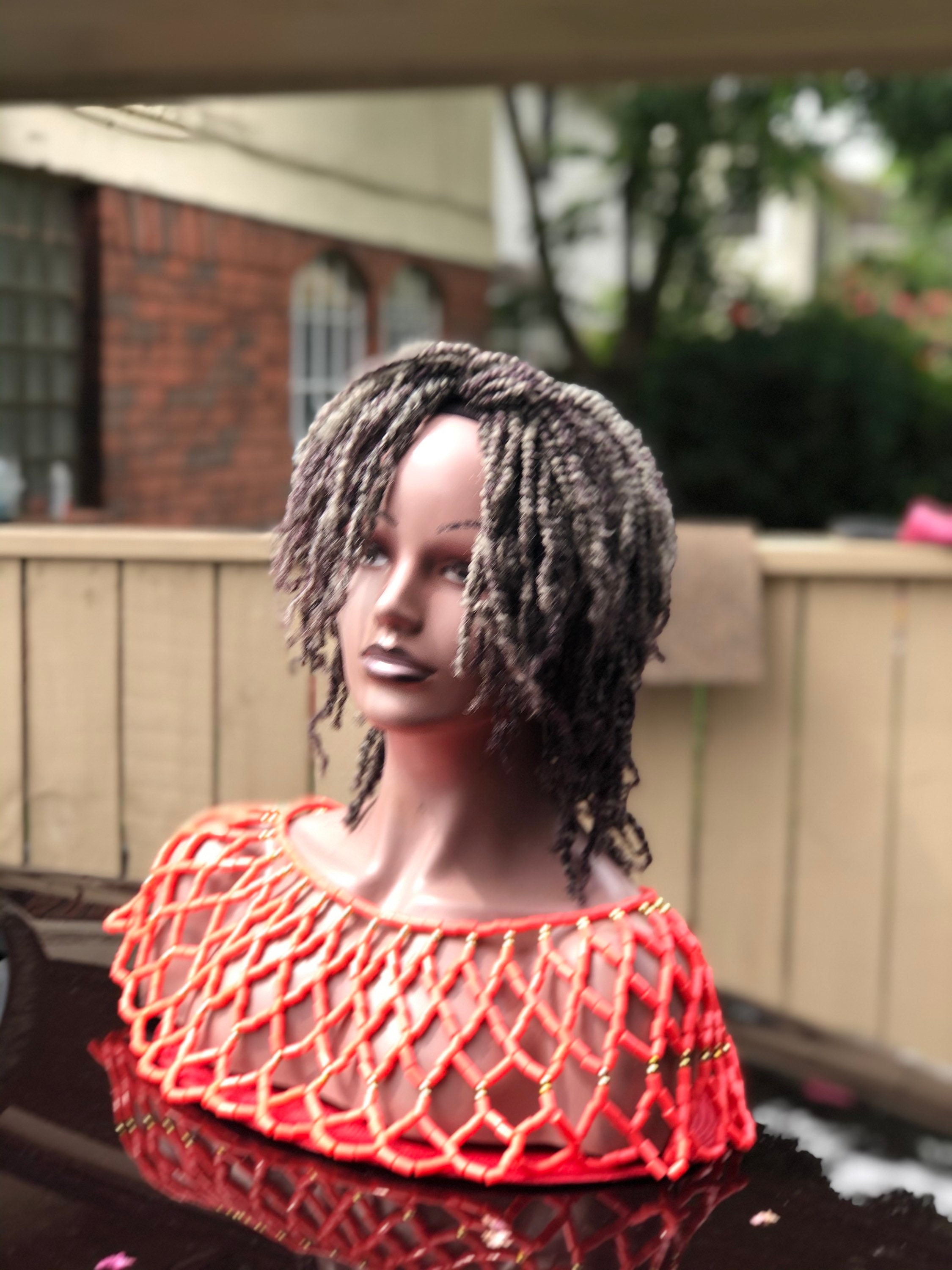 Braided mixed gray soft kinky wig.this is a light weight wig. Etsy