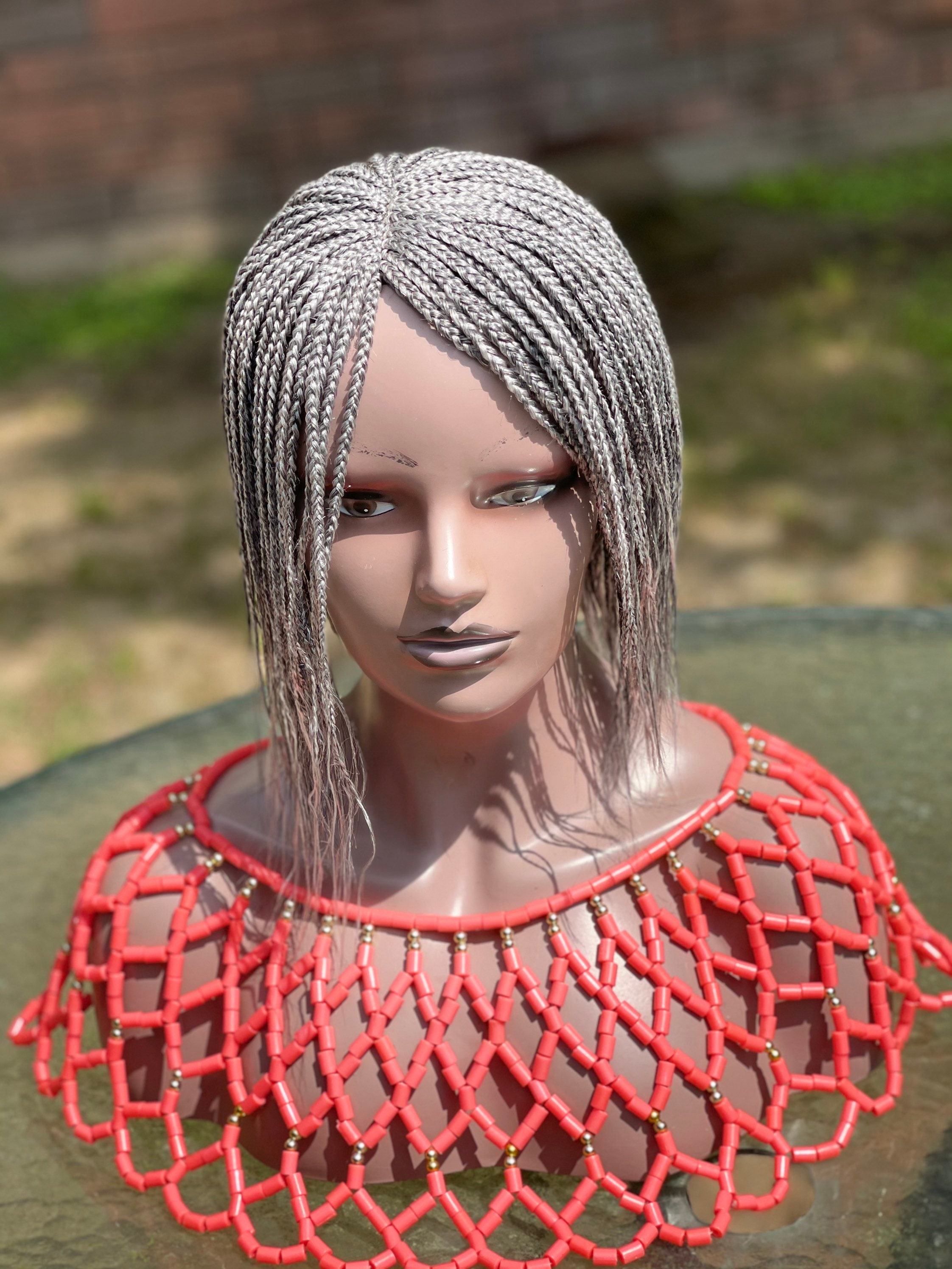 Braided Wig. Lightweight Gray Wig.made as Pictured. Etsy