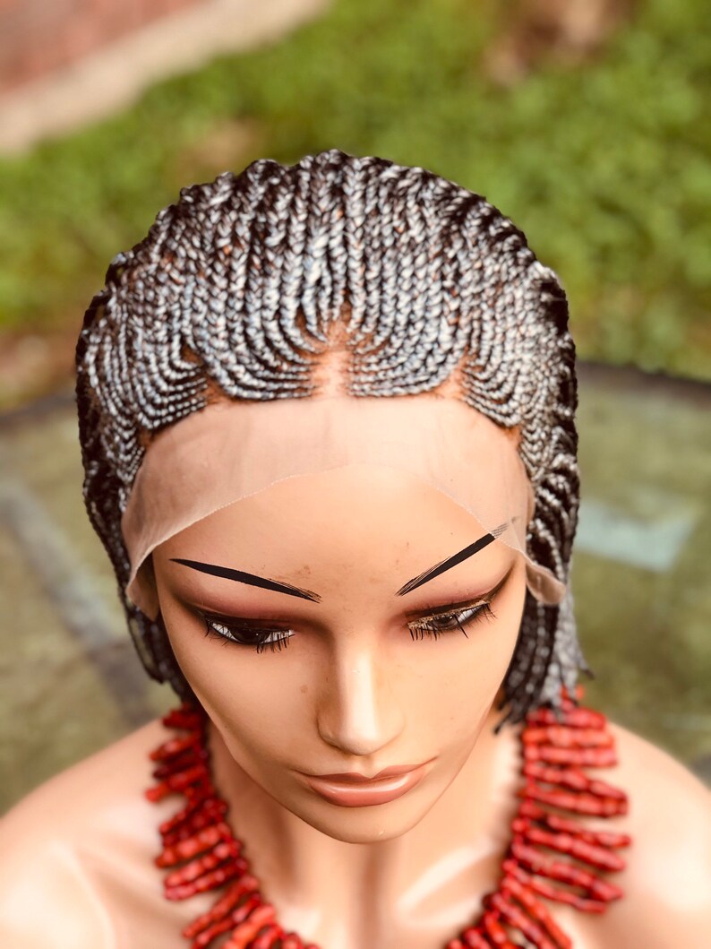 Braided Cornrow wig.Gray wig.length 10inches. Etsy