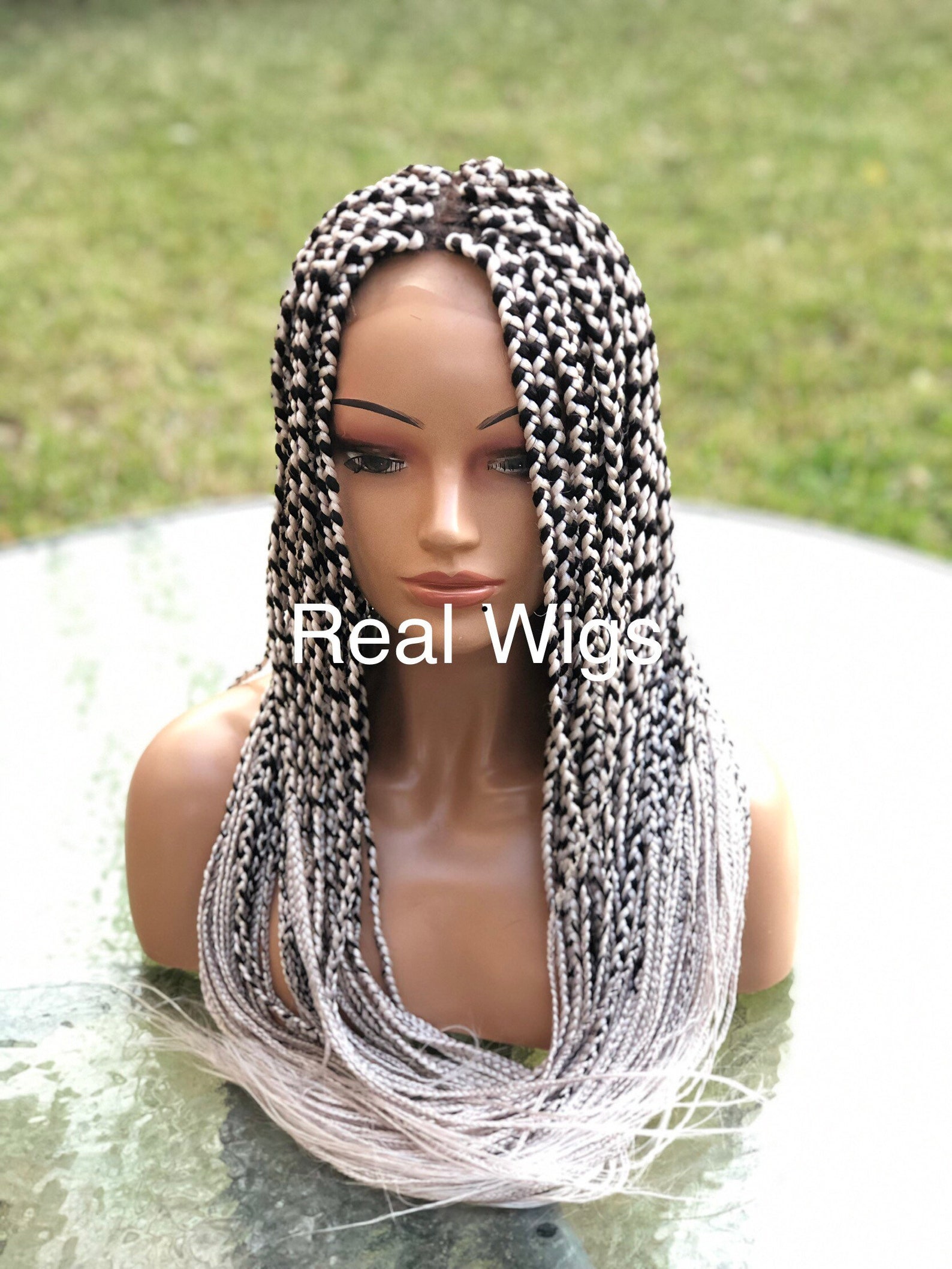 Braided Wig. Twotone Wig. Salt & Pepper Mix.the Length in the Etsy