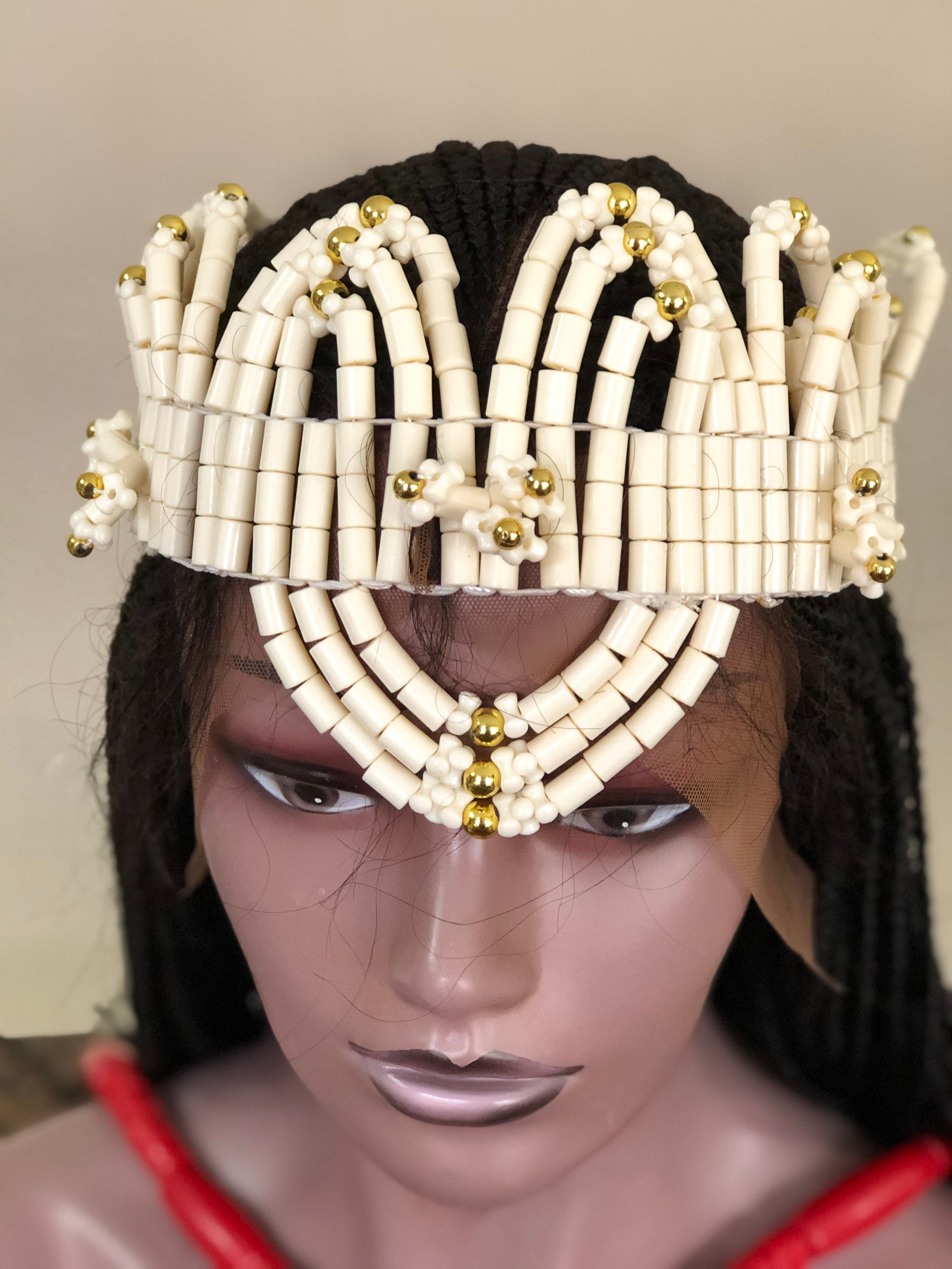 Coral beaded crown for traditional wedding and special Etsy