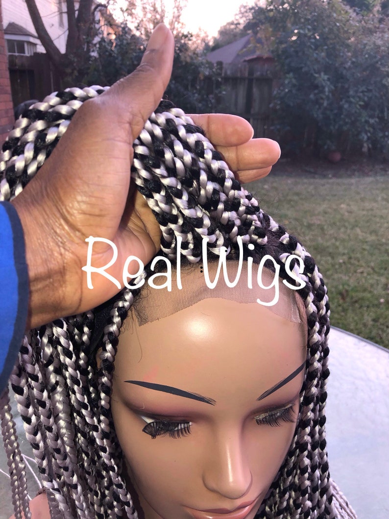 Braided Wig. Twotone Wig. Salt & Pepper Mix.the Length in the Etsy