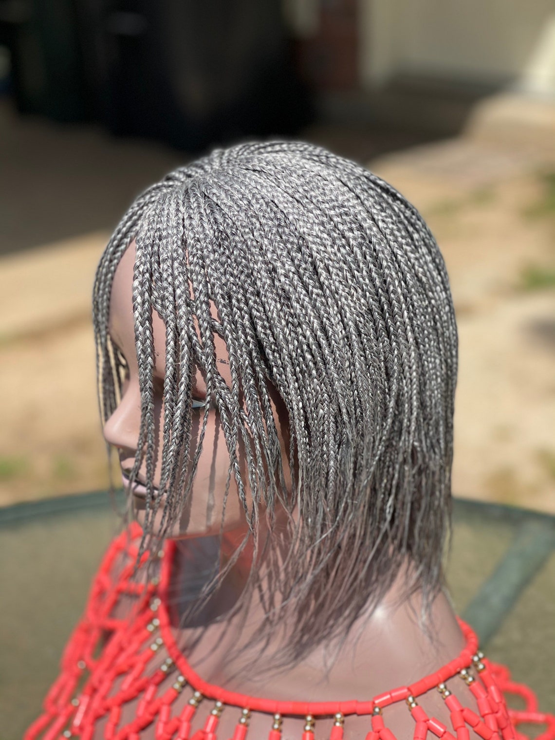 Braided wig. Lightweight gray wig.made as pictured. Etsy