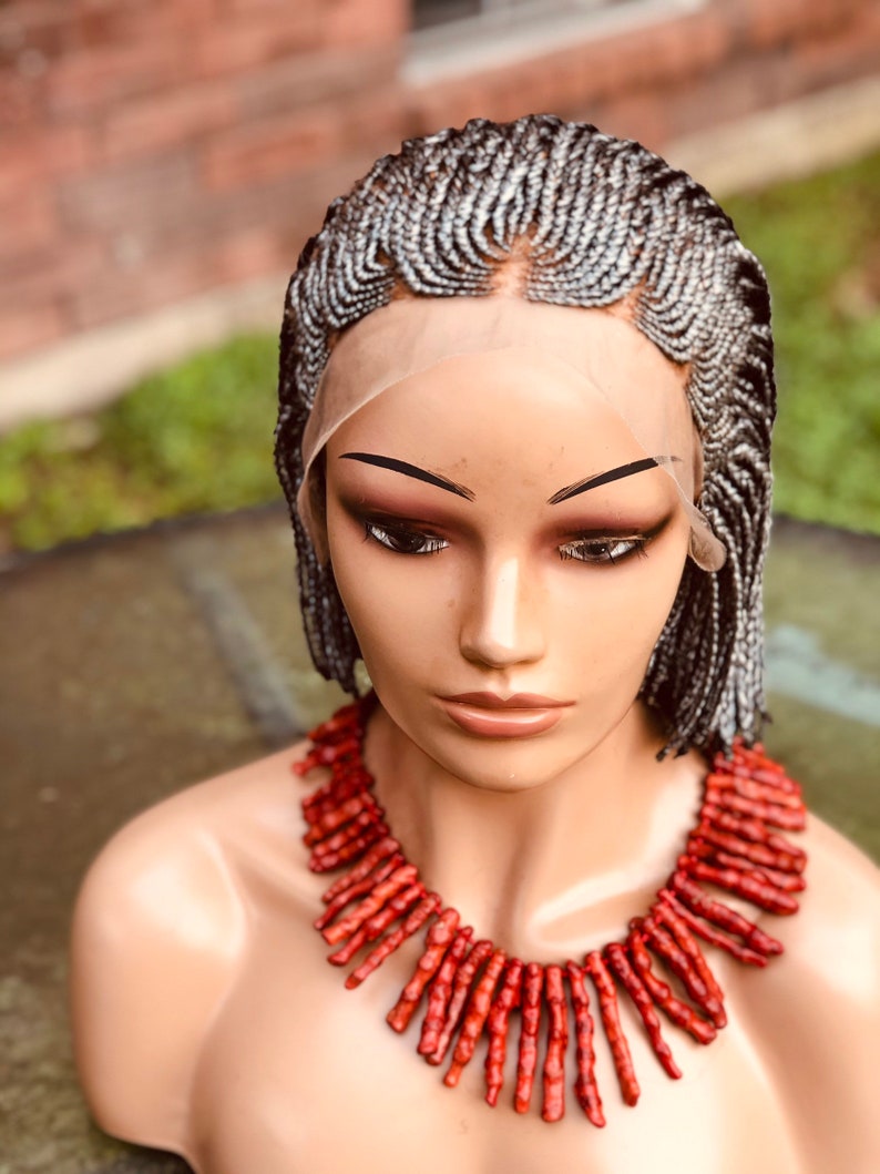 Braided Cornrow Wig.gray Wig.length 10inches. Etsy