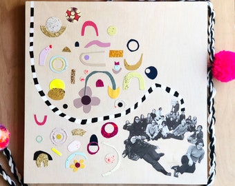 Girl Talk Original Collage on Wood Panel