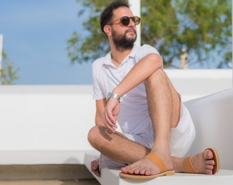 Handmade Leather Greek Sandals, Toe Ring Design
