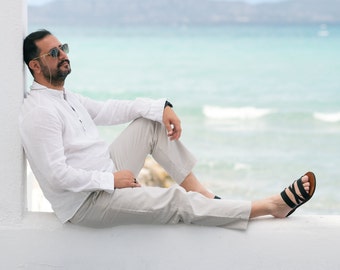 Handmade Leather Toe Ring Sandals - Greek Style - Men's LEANDROS