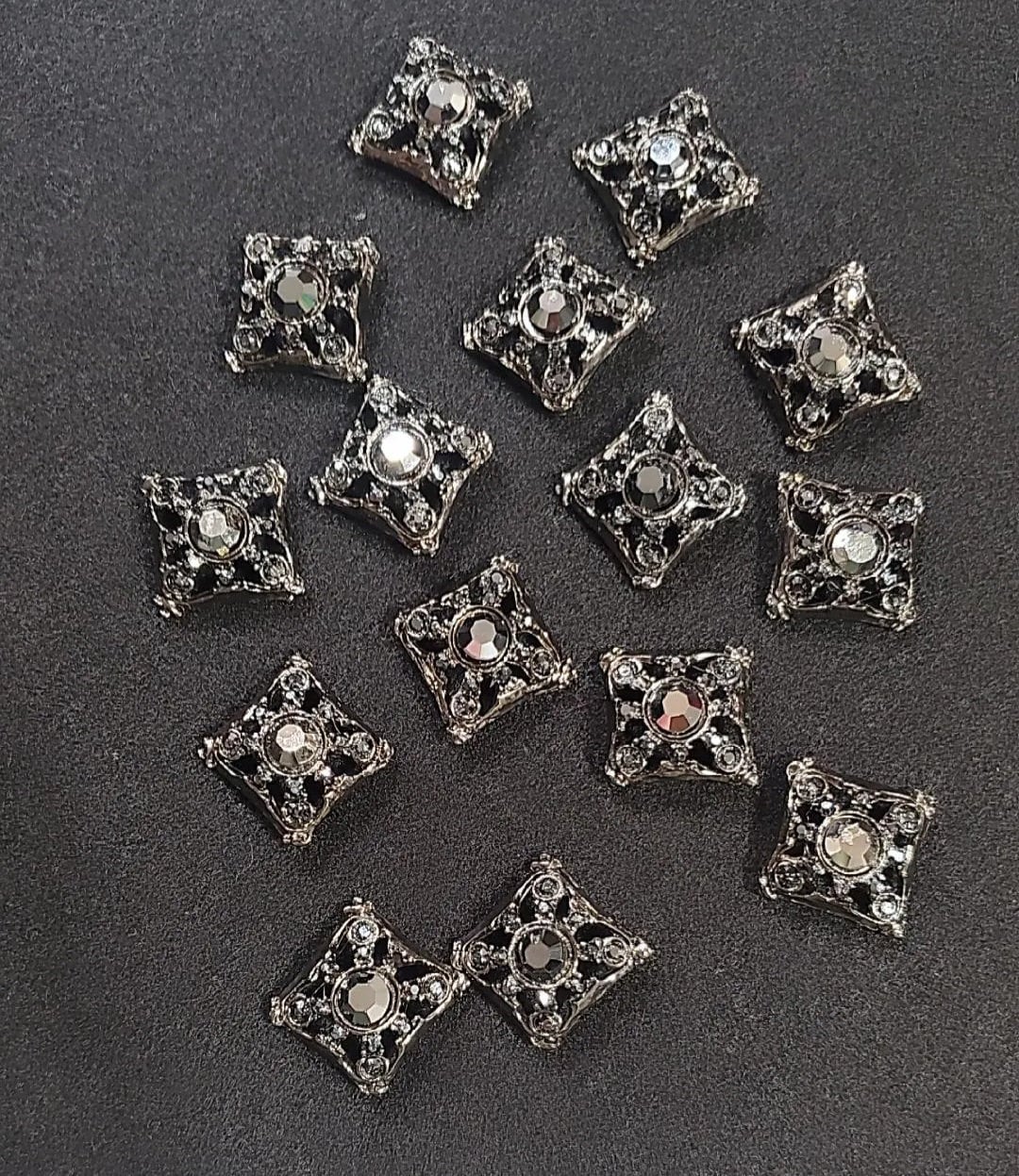 Square Jet Black Rhinestone Buttons - Etsy