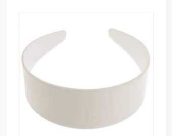 Wide White Plastic Headband in different  widths.