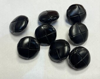 Leather braided button - Black