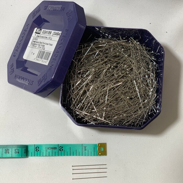 thumbnail image 2 of 34mm Stainless Steel Dressmaker Pins (25g Pack) – Sharp Tailor Straight Pins For Sewing 2 of 4