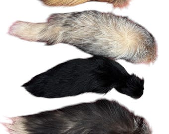 Fox and Raccoon Fur tail with key chain