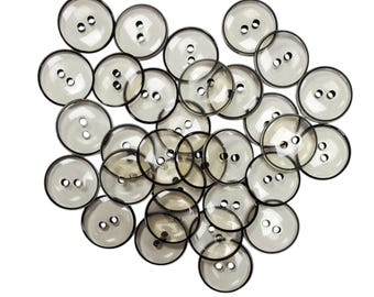 Clear Smoked buttons with black edge- 32L(19mm)