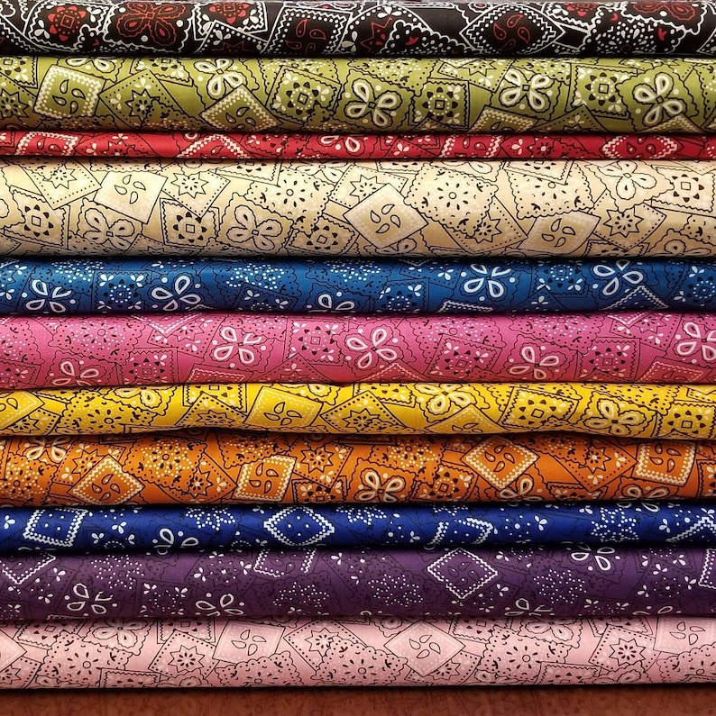 100 Cotton Bandana Fabric Etsy