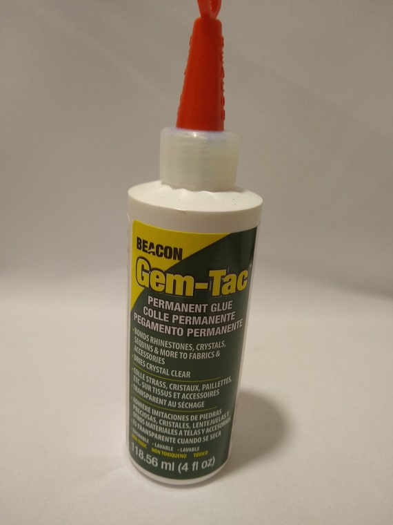 Beacon Adhesives Gem-tac Permanent Adhesive Glue, 4oz. Bonds Gems, Sequins,  Glitter, and Rhinestones to Fabrics, and More 