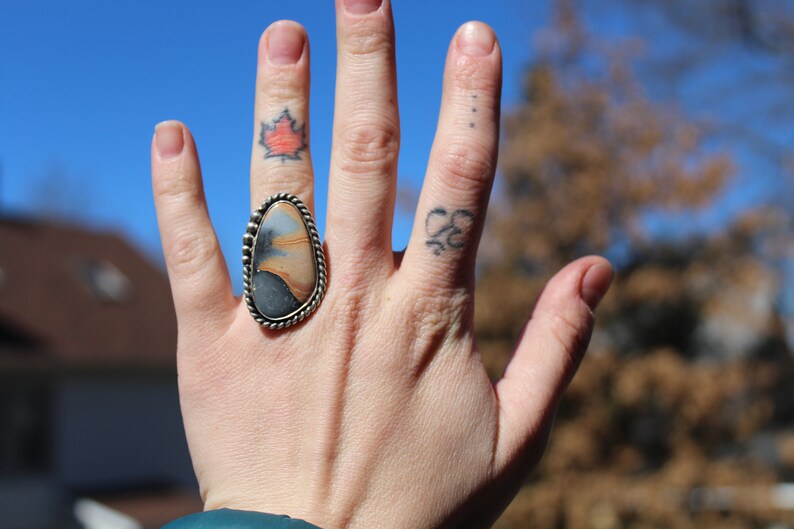 Jasper Maligano Jasper Sterling Silver Handmade Unique Ring Size 5.25