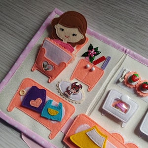 Whimsical Fairy Tale Doll House, Handmade Quiet Book for Baby, Educational Nursery Toy, Montessori Sensory Activities, Routine Pretend Play