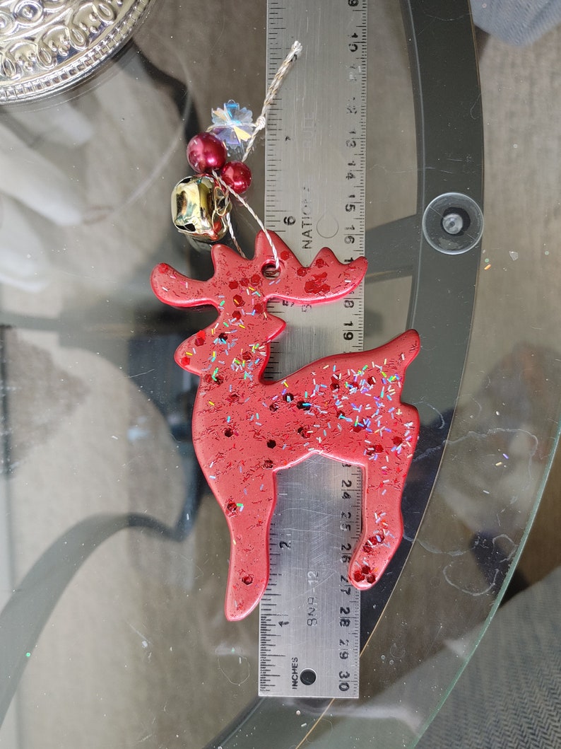 Set of 3 Ruby Red Metallic Painted and Glittered Christmas Ornaments