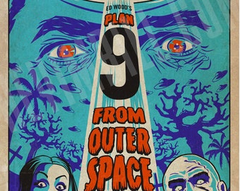 Plan 9 From Outer Space 13x19 horror poster print - Ed Wood, Bela Lugosi