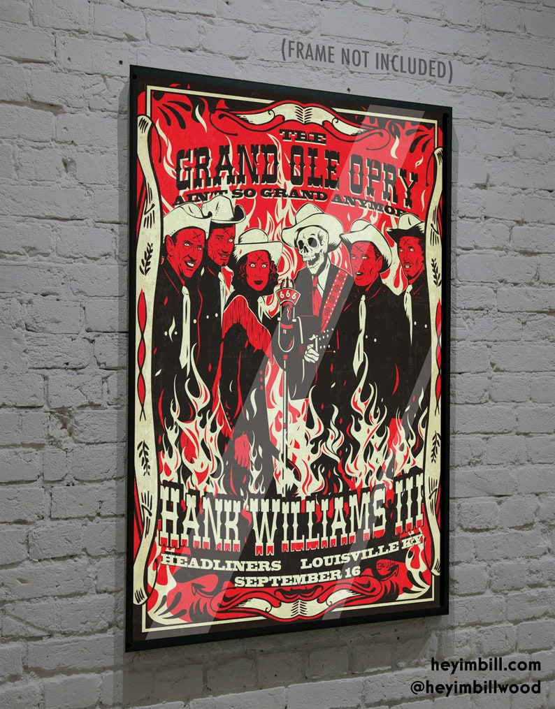 Hank Williams III Opry 13x19 concert poster print country, western image 4