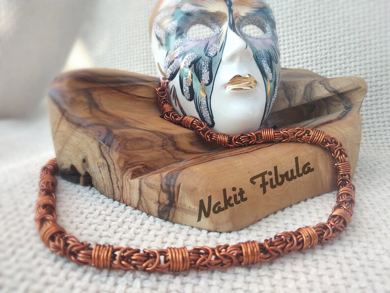 Unisex copper chainmaille necklace Chainmaile cooper necklace Jewelry for women and man Unisex jewelry Boho unisex choker Byzantine necklace