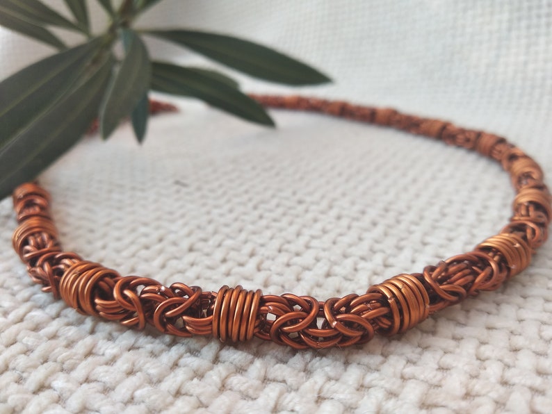 Unisex copper chainmaille necklace Chainmaile cooper necklace Jewelry for women and man Unisex jewelry Boho unisex choker Byzantine necklace