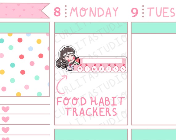 Food Habit Trackers Food Tracker Stickers Functional Planner - Etsy