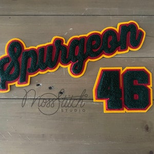 Aangepaste set naam + letter of nummer / elke kleurencombinatie / handgemaakt op de ouderwetse manier in de VS