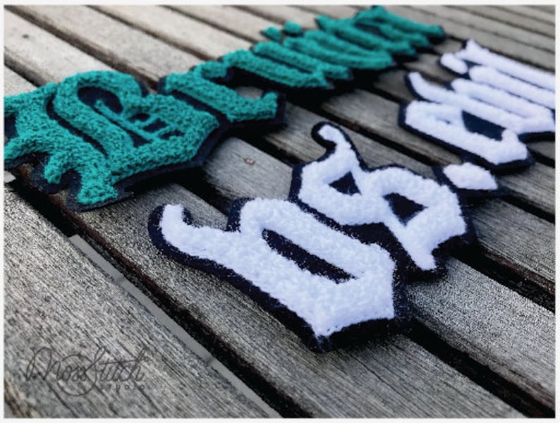 OLD ENGLISH Custom Made Chenille Name Patches Varsity Jacket Etsy
