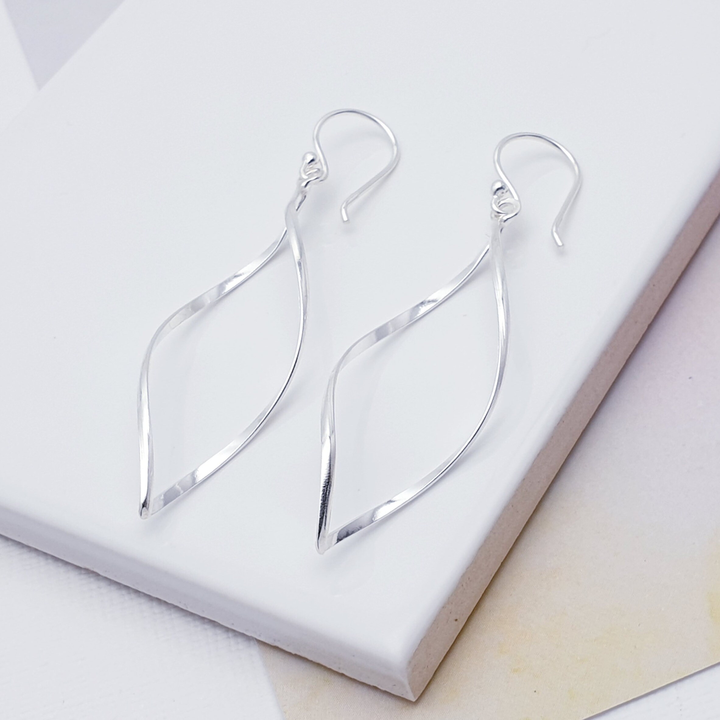 Sterling Silver Long Twist Earrings - Etsy