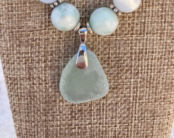 Moonstone Cats Eye & Seaglass Necklace