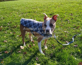 Flannel Dog Coat, Fleece Dog Jacket, Biased Plaid Dog Coat, XL Dog Coat, Large Dog Coat, Small Dog Coat, Gray Plaid Dog Coat