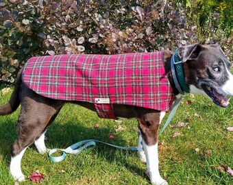 Flannel Dog Coat, Fleece Dog Coat, Fleece Dog Jacket, Tartan Plaid Flannel Dog Coat, XL Dog Coat, Large Dog Coat, X-Small Dog coat