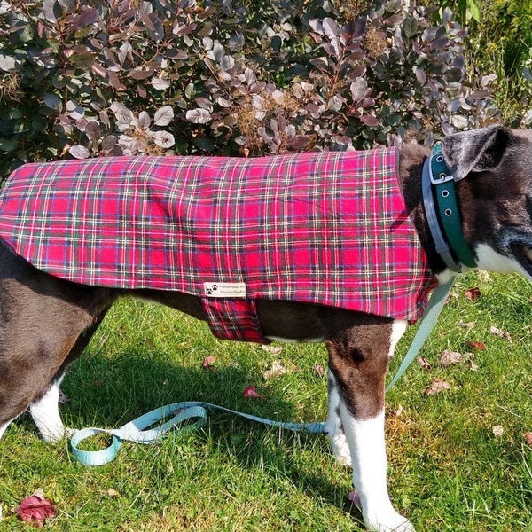 Flannel Dog Coat, Fleece Dog Coat, Fleece Dog Jacket, Tartan Plaid Flannel Dog Coat, XL Dog Coat, Large Dog Coat, X-Small Dog coat