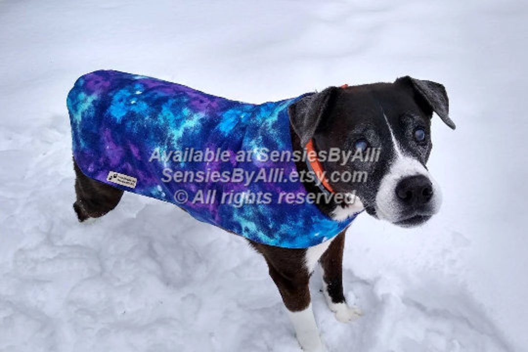 Flannel Dog Coat Fleece Dog Coat Tie Dye Dog Coat Purple Etsy