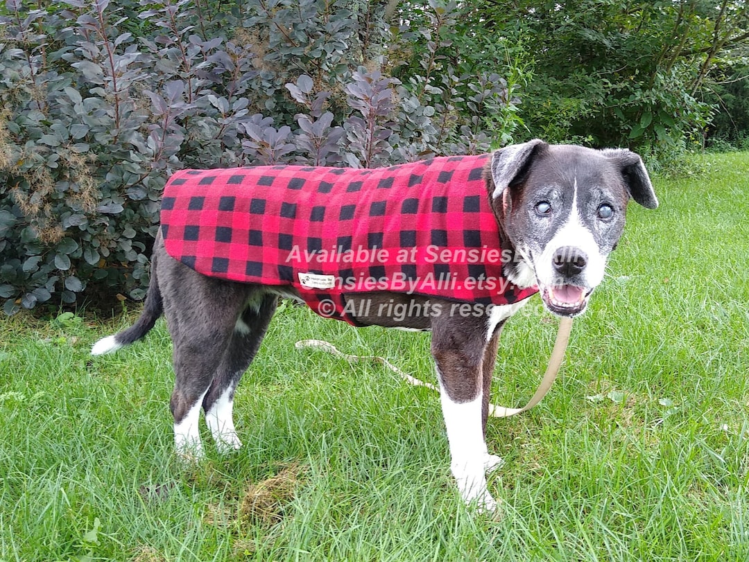 Flannel Dog Coat Fleece Dog Jacket Red Plaid Dog Coat Etsy