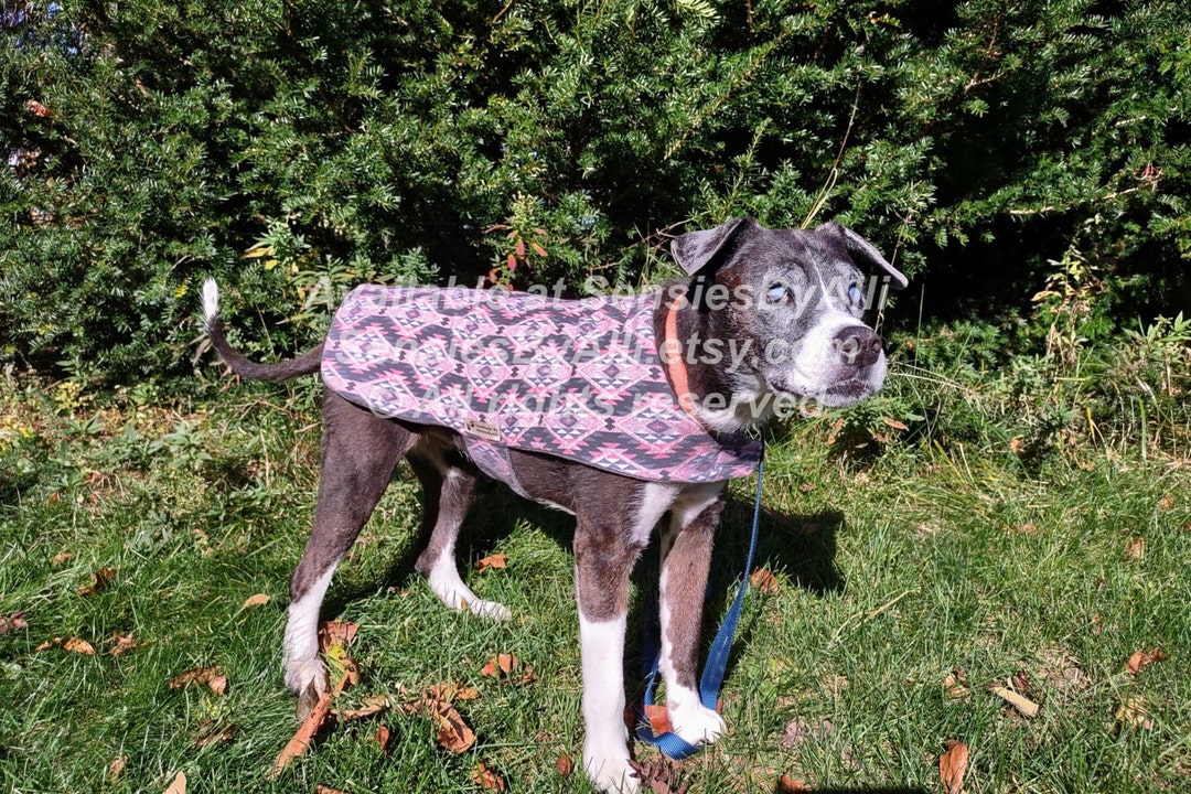 Flannel Dog Coat, Fleece Dog Coat, Pink Dog Coat, XL Dog Coat, Large