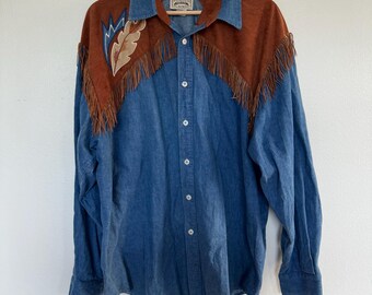 1849 Authentique chemise Ranchwear zippée sur le devant vintage en