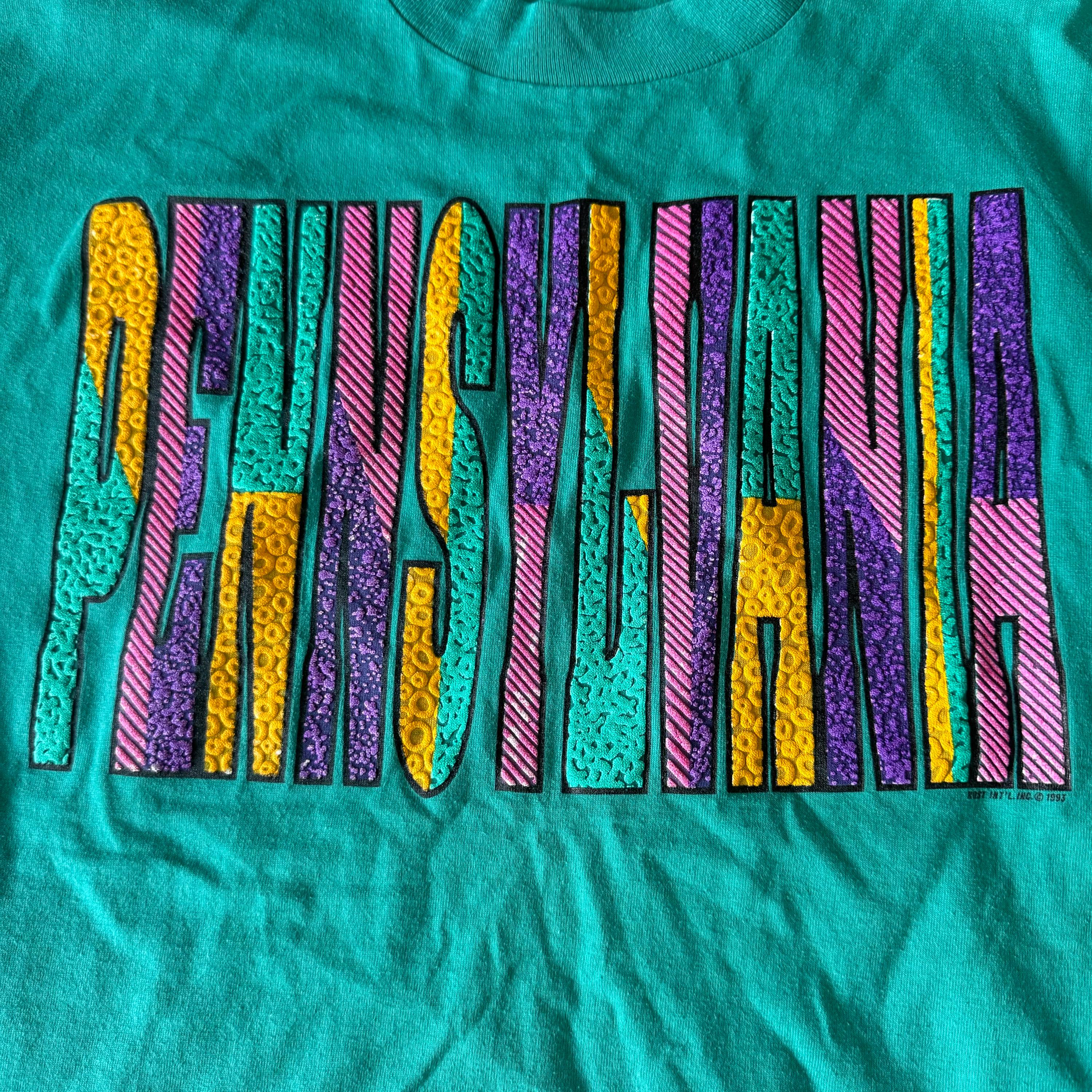 Vintage 1993 Pennsylvania T-shirt Mens Large Teal Single Stitch