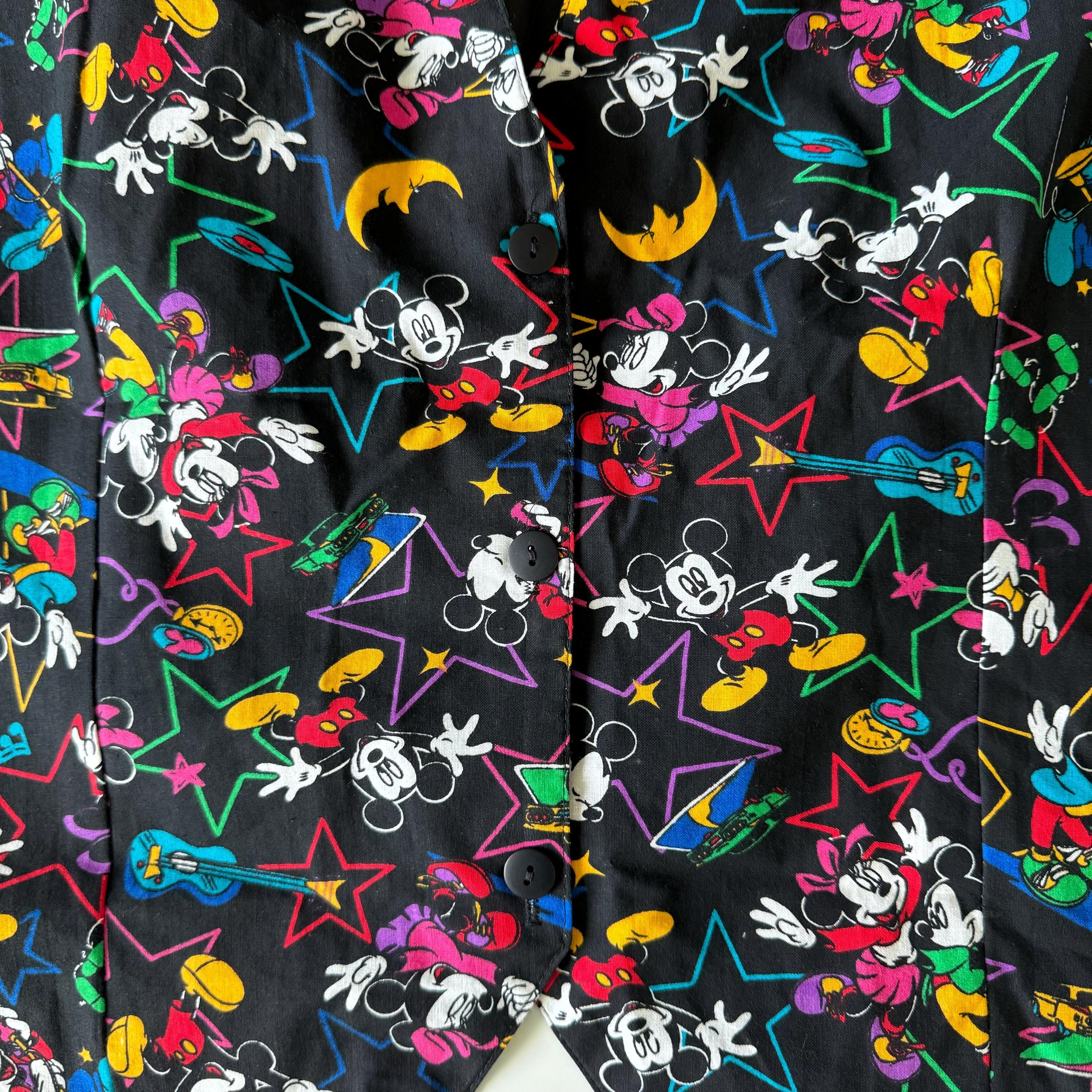 トップス Rare90sMadein USATOOCUTEMickey MouseVest NEW Vintage 90s Disney Vest Womens 20W Mickey Minnie Mouse