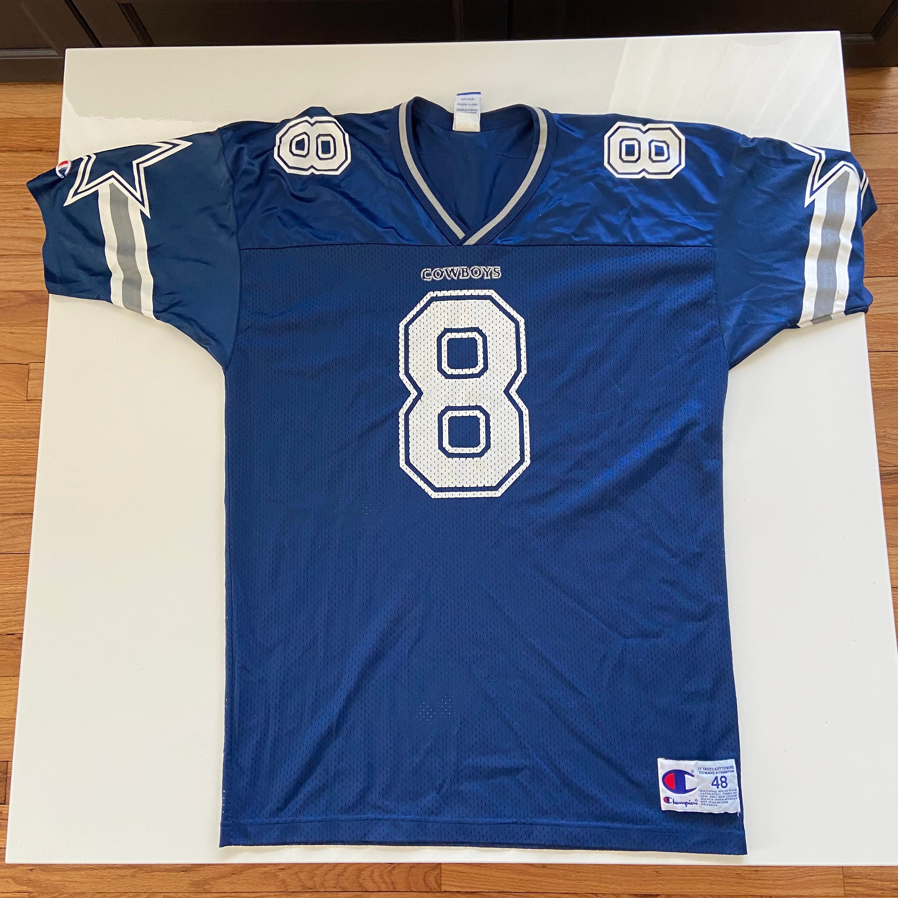 90s Dallas Cowboys Troy Aikman 8 NFL Football Jersey T-shirt 