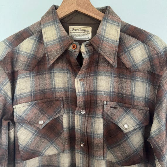 Veste Vintage Pendleton En Laine Flanelle - Taille 42, Marron, Style Western Américain
