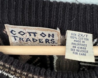 トップス 90s COTTON TRADERS 3D knit 90s vintage Cotton Traders 3D knit jumper in blue and white