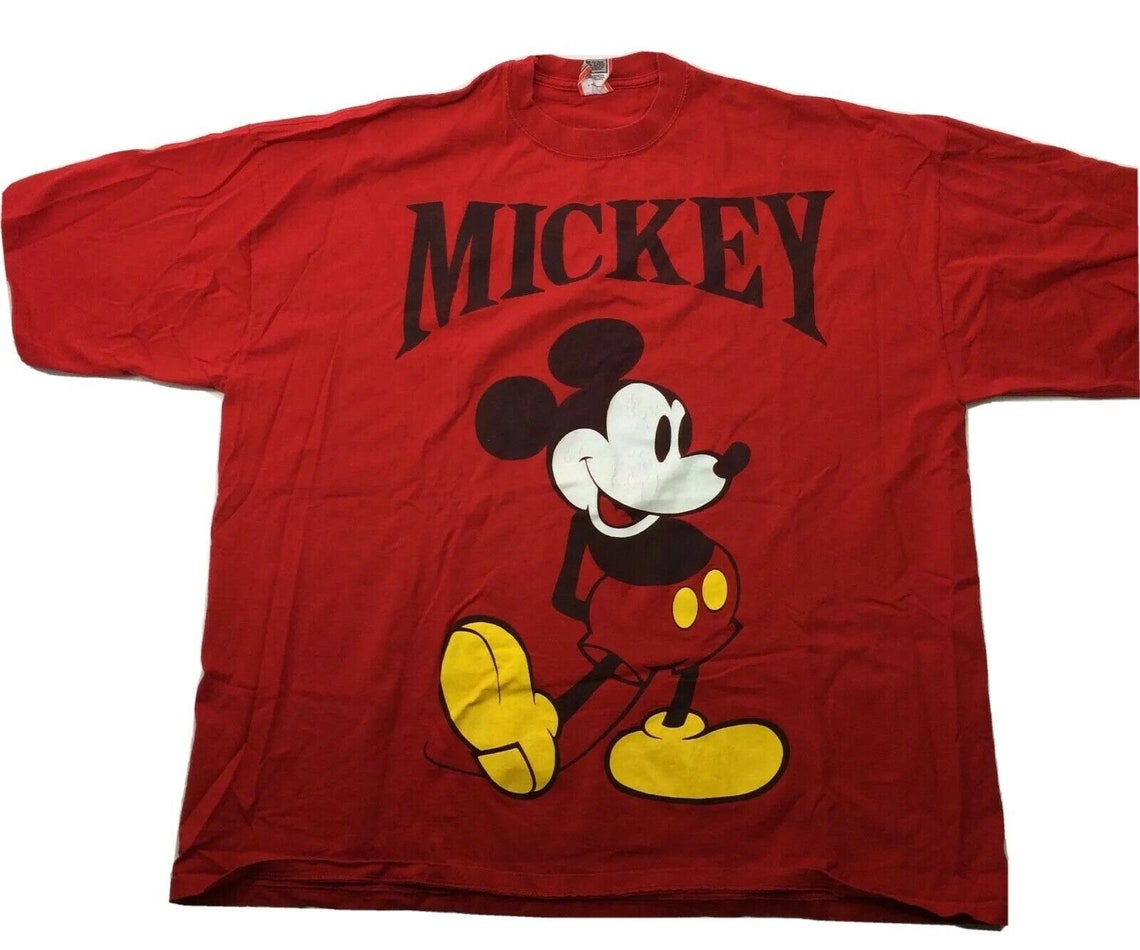 80s walt disney designs mickey mouse red shirt adult one size | Etsy