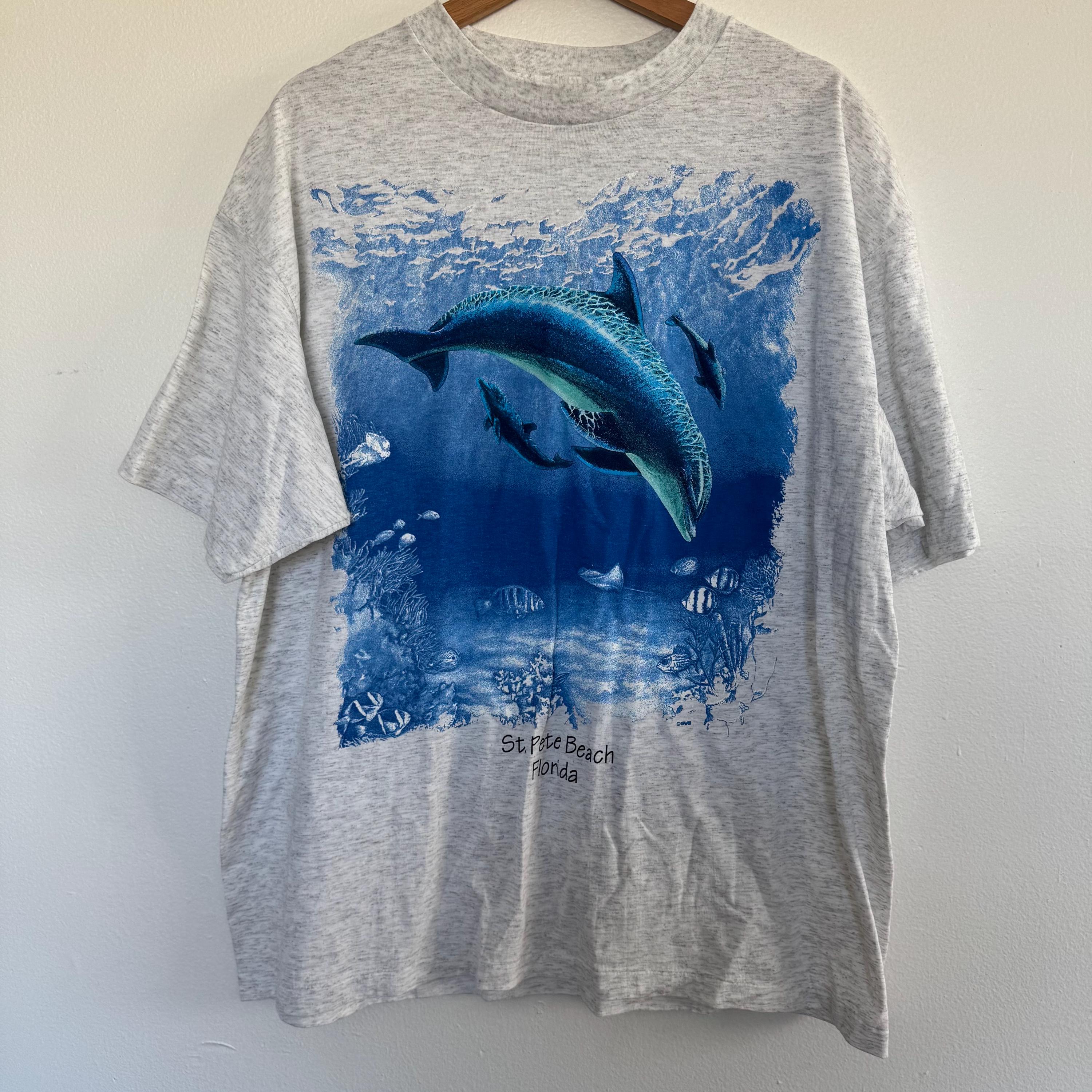 Vintage 90s Dolphin T-shirt Mens XXL St Pete Beach Florida Single