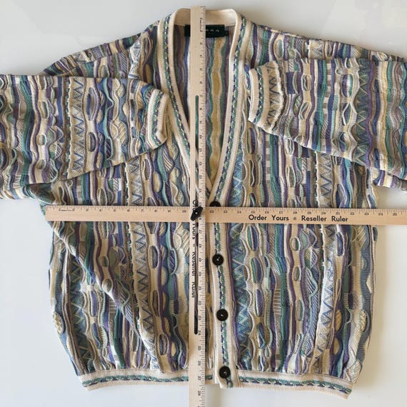Vintage 90s Tundra Cardigan Sweater Mens XL Colorful Coogi Style