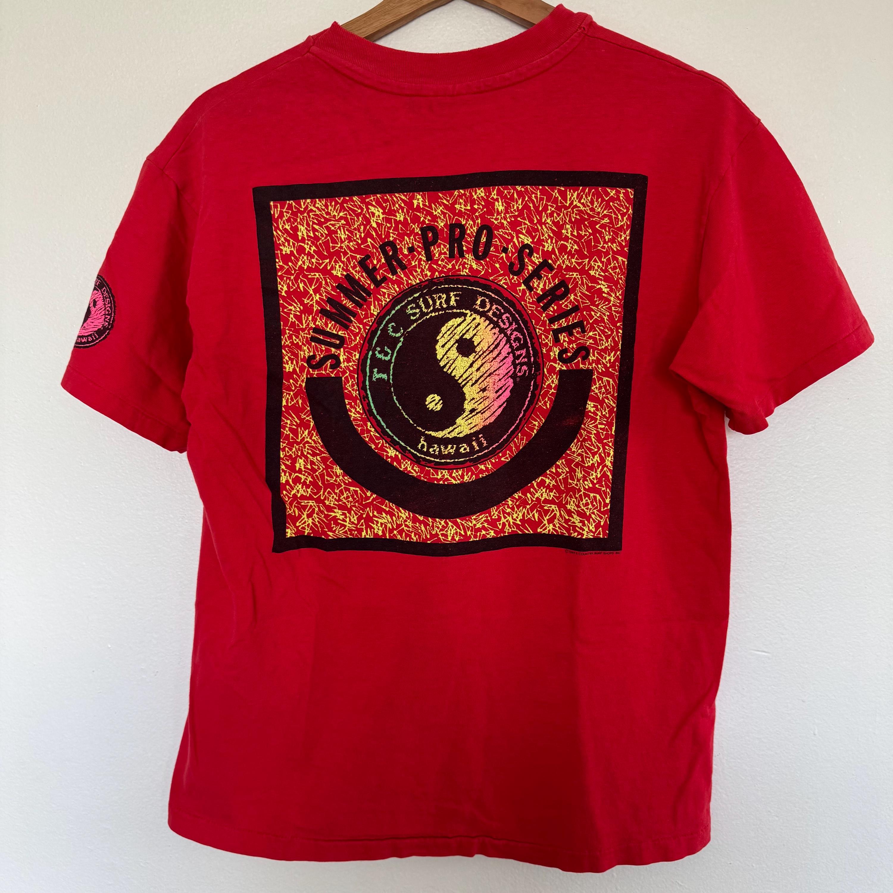 Vintage 80s T&C Surf Designs T-shirt Medium / Large Red Single