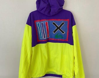 Vintage 90s Quiksilver Windbreaker Jacket Mens Large Colorful Quicksilver Rare