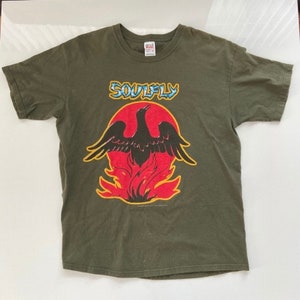 2000 Soulfly Back To The Primitive Shirt Adult XL Mens Vintage Clothing Y2K Heavy Metal Rock Band Music Concert Tour Promo Spell Out Logo