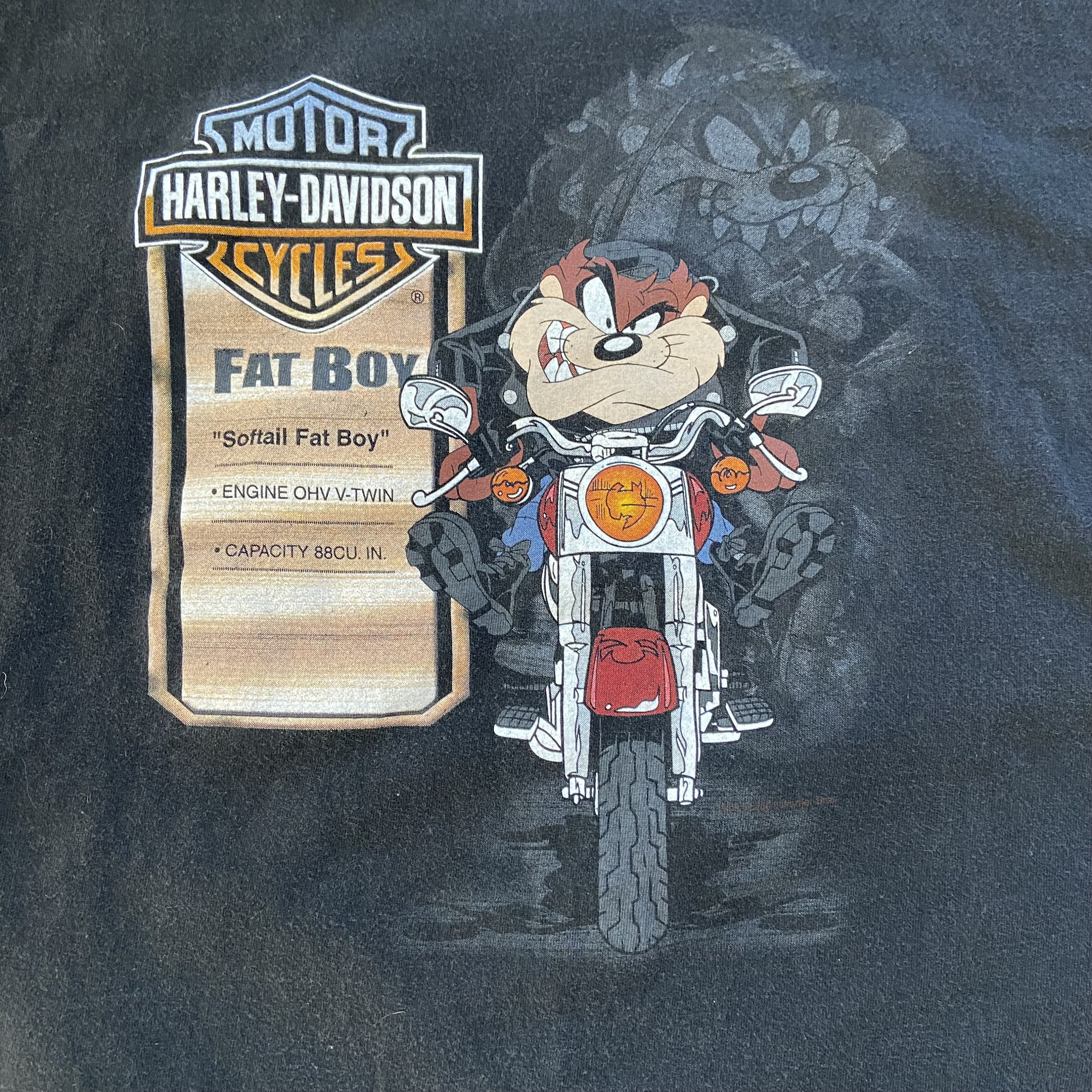 Vintage Harley Davidson T-shirt Mens Large Fat Boy Taz Looney